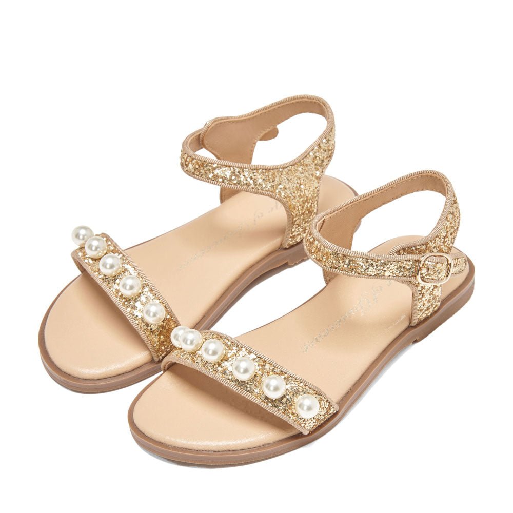 Fleur Glitter Gold Sandals by Age of Innocence