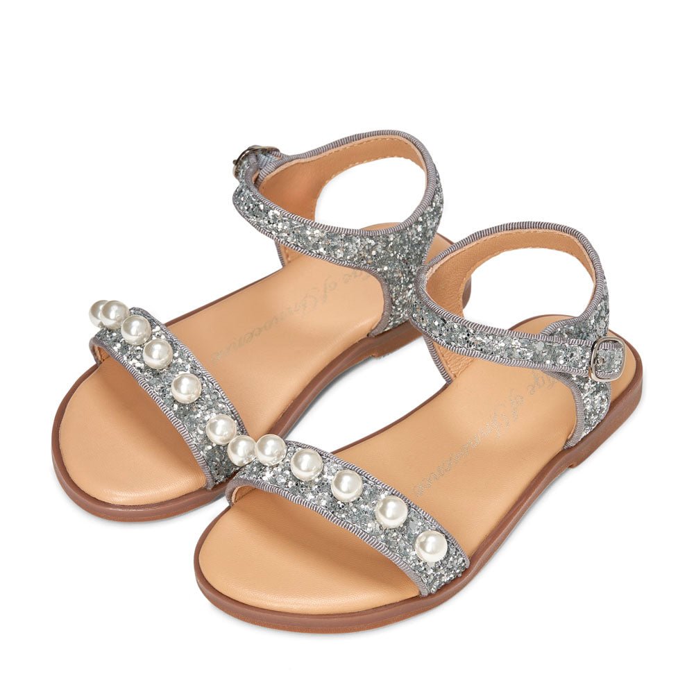 Fleur Glitter Silver Sandals by Age of Innocence