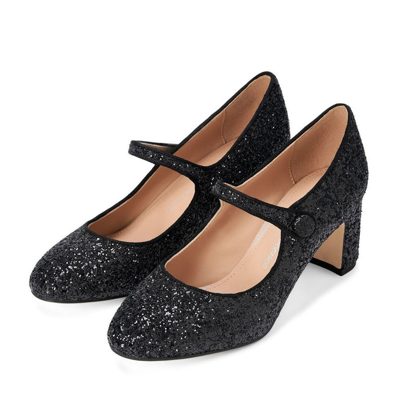 Gemma Glitter Black Shoes by Age of Innocence