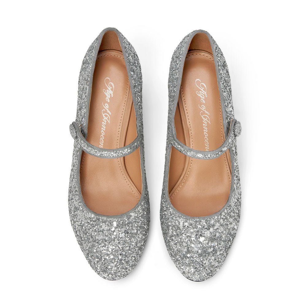 Gemma Glitter Silver Shoes by Age of Innocence