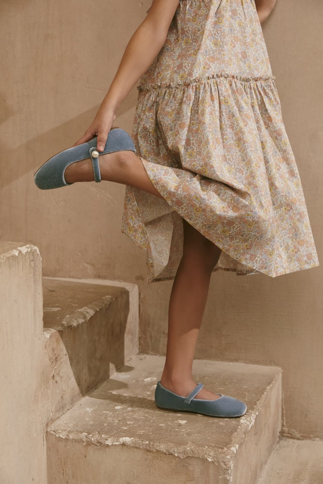 Gloria Velvet Blue Shoes by Age of Innocence