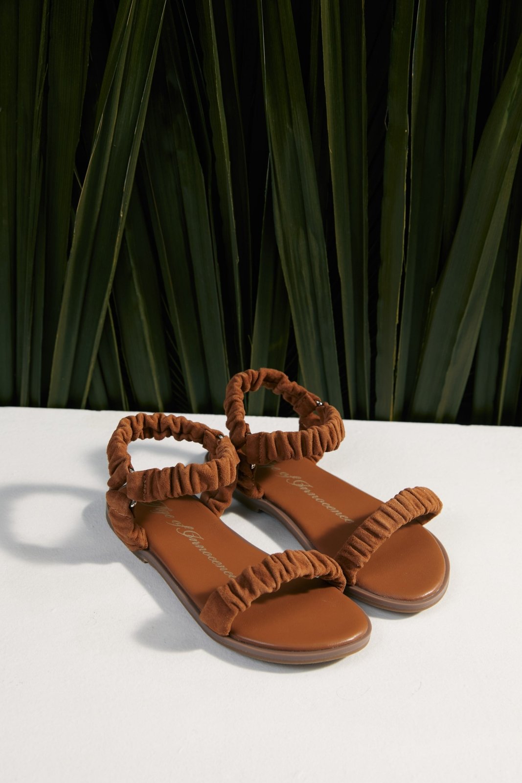 Kyle Suede Camel Sandals Age of Innocence