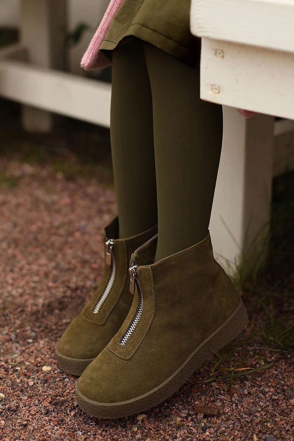 Leah Suede Khaki Boots by Age of Innocence