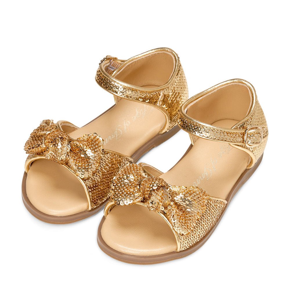 Margo Sequins Gold Sandals Age of Innocence