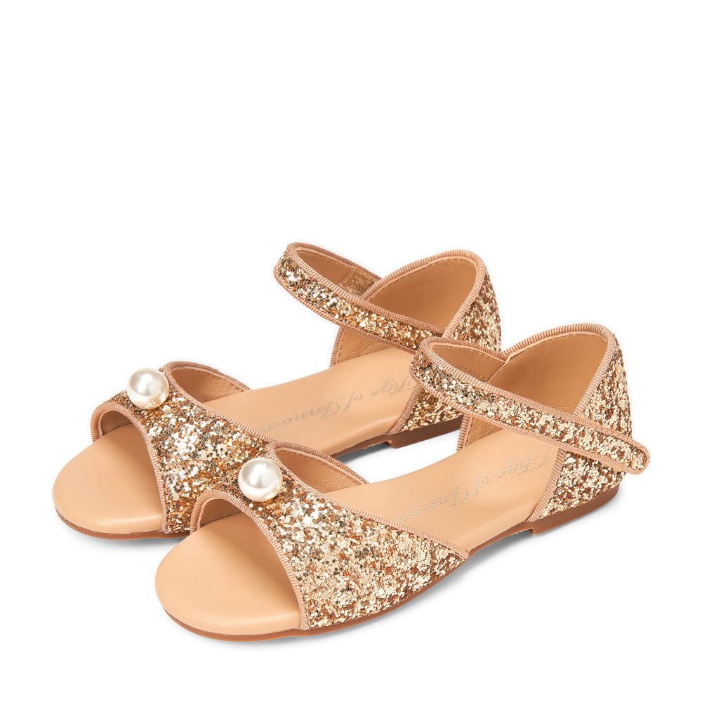 Mila Glitter Gold Sandals by Age of Innocence