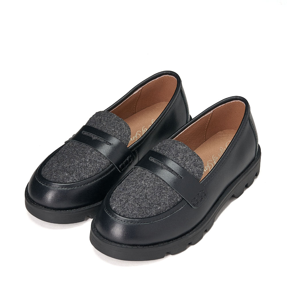 Paula 2.0 Black/Dark Grey Loafers by Age of Innocence