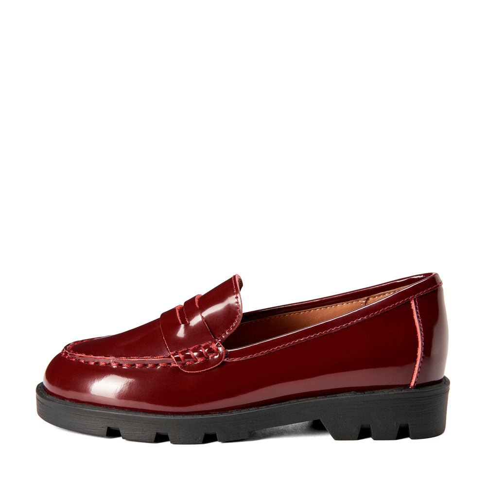 Lug Sole Burgundy Patent Loafers Womens Penny Burgundy