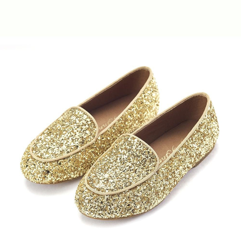 Piper Glitter Gold Loafers by Age of Innocence