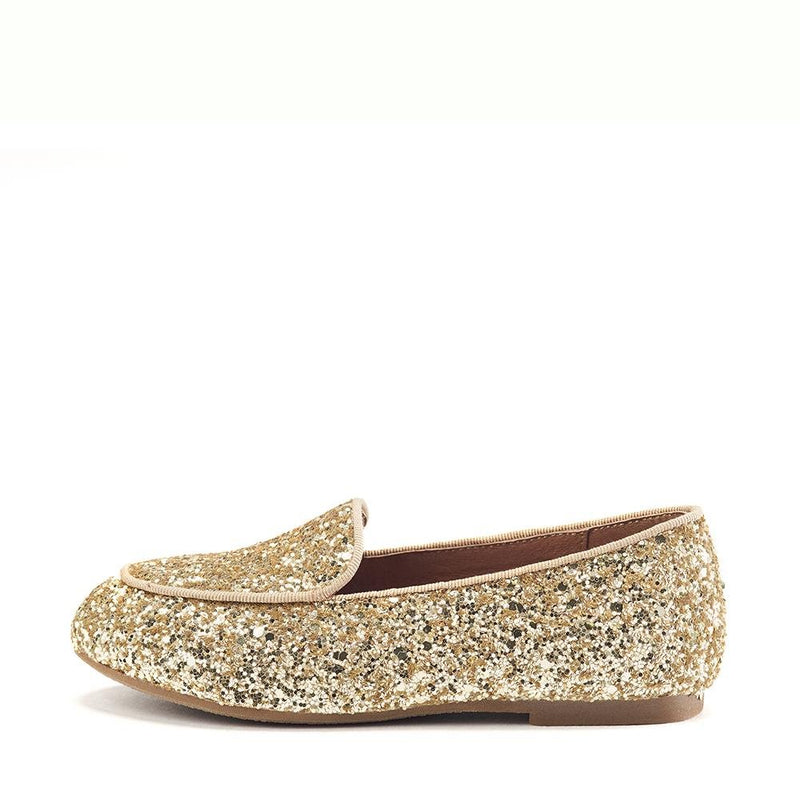 Piper Glitter Gold Loafers by Age of Innocence