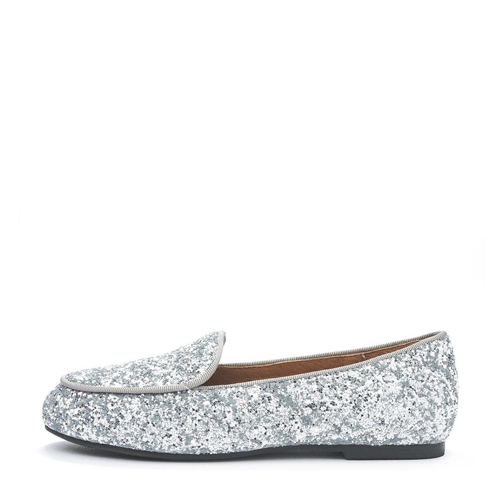 Piper Glitter Silver Loafers by Age of Innocence