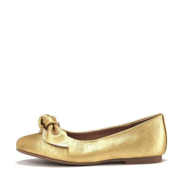 Poppy Leather Gold Ballerinas by Age of Innocence