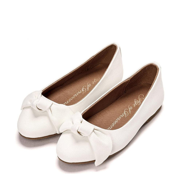 Poppy Leather White Ballerinas by Age of Innocence