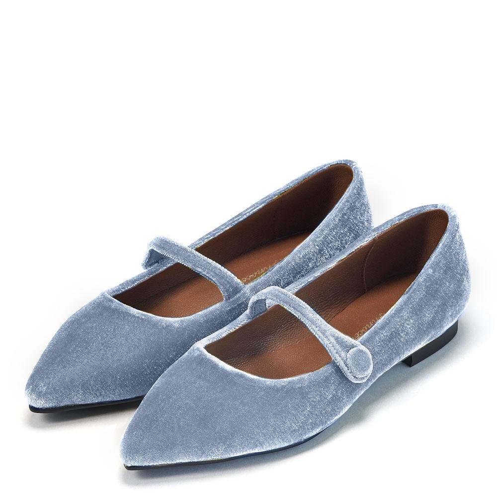 Thea Velvet Blue Shoes Age of Innocence Women