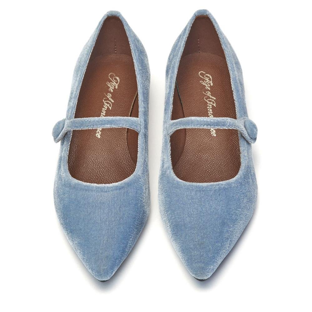 Thea Velvet Blue Shoes Age of Innocence Women