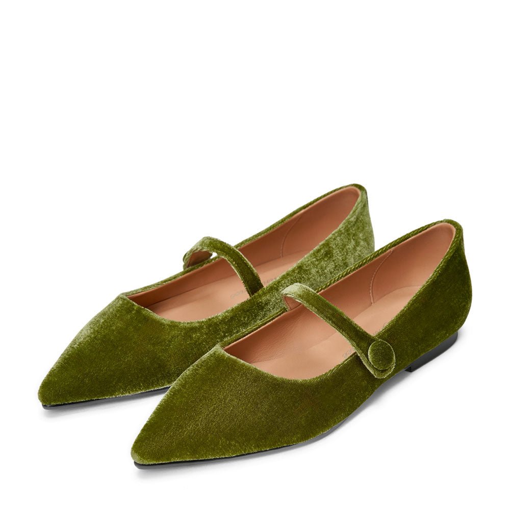 Thea Velvet Green Shoes Age of Innocence Women