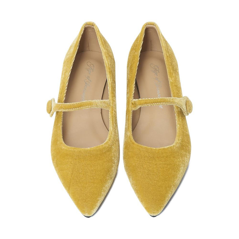 Thea Velvet Mustard Shoes by Age of Innocence