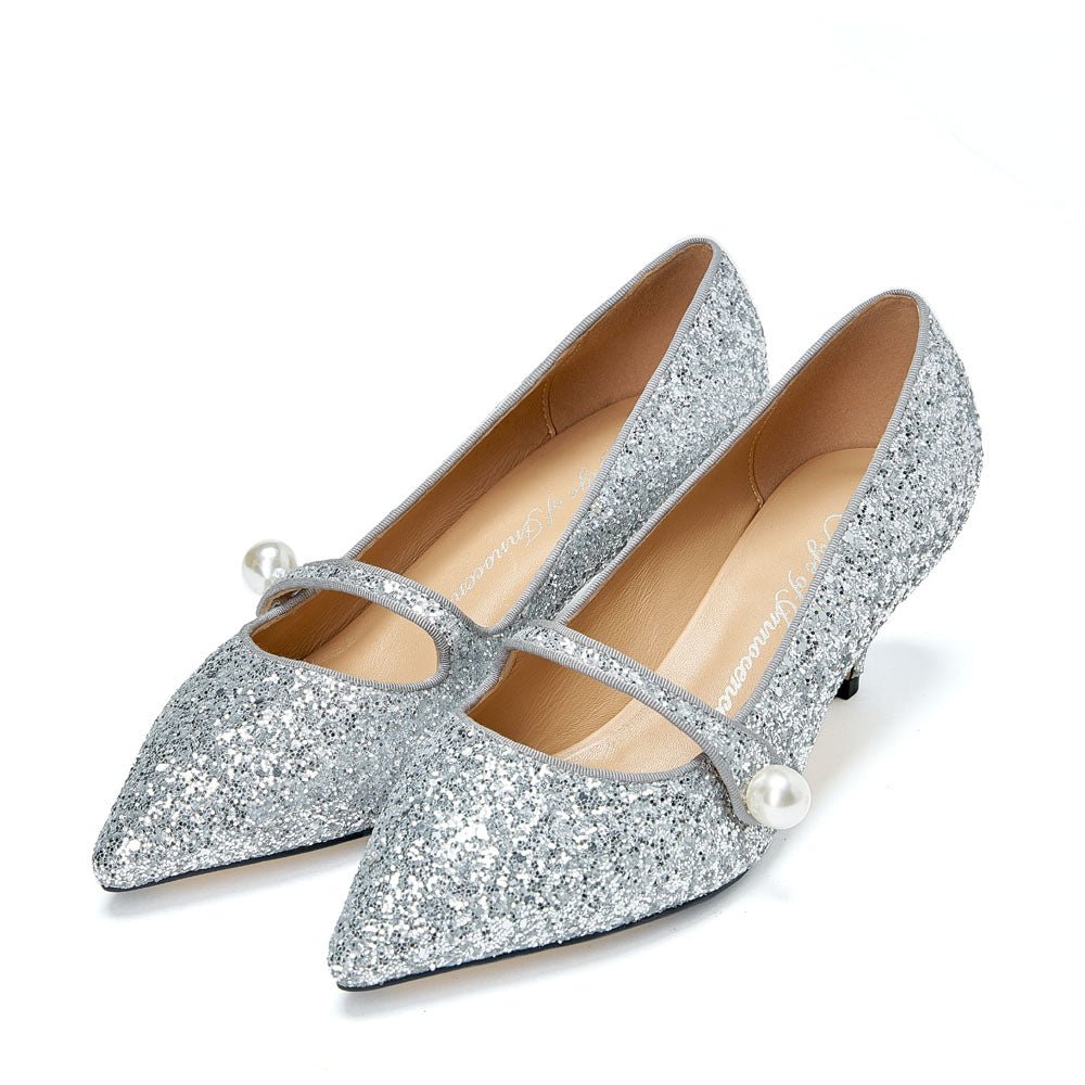 Yvonne Glitter Silver Shoes Age of Innocence Women