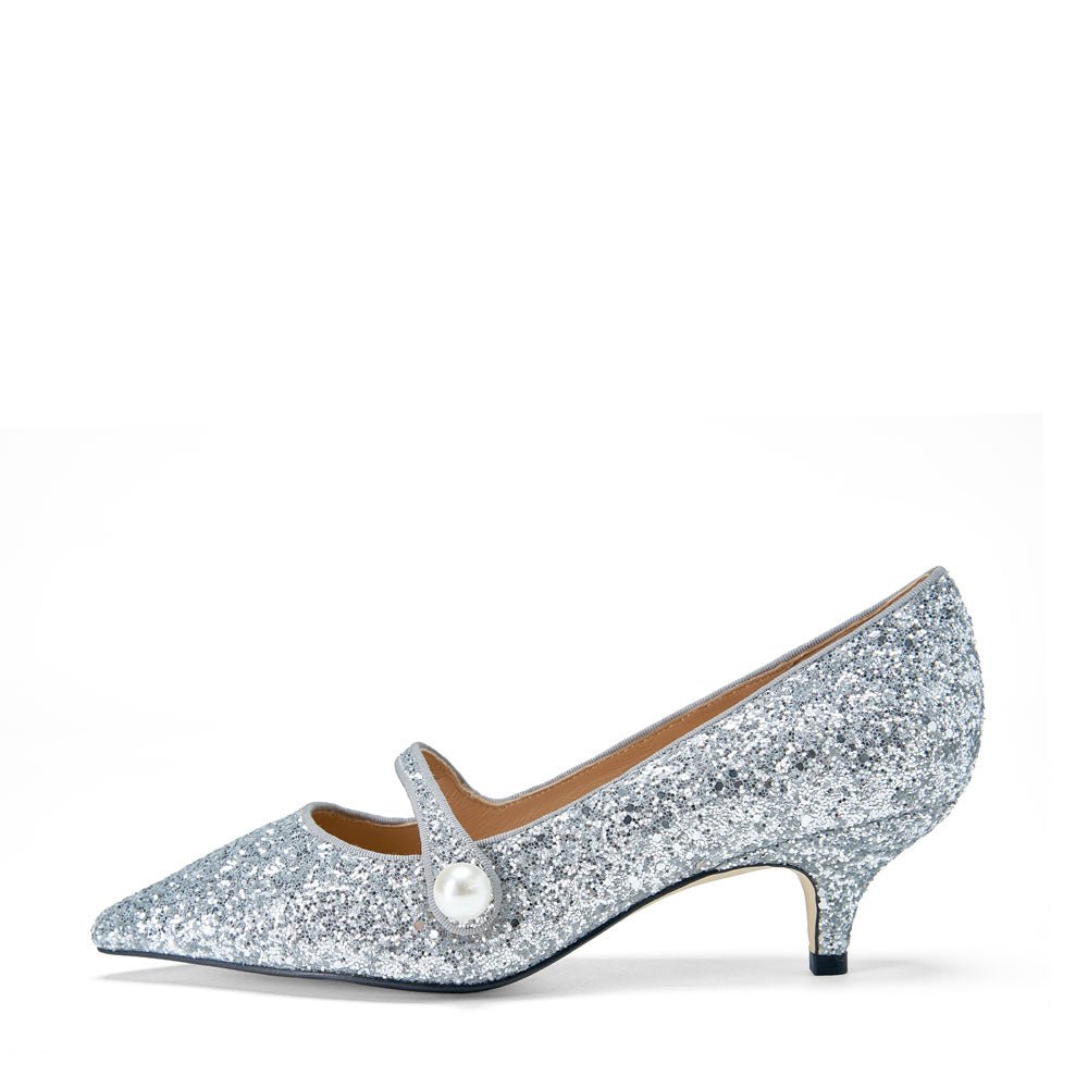 Yvonne Glitter Silver Shoes Age of Innocence Women