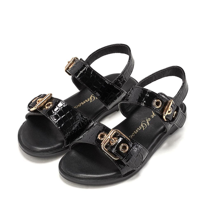 Zara Croco Black Sandals by Age of Innocence