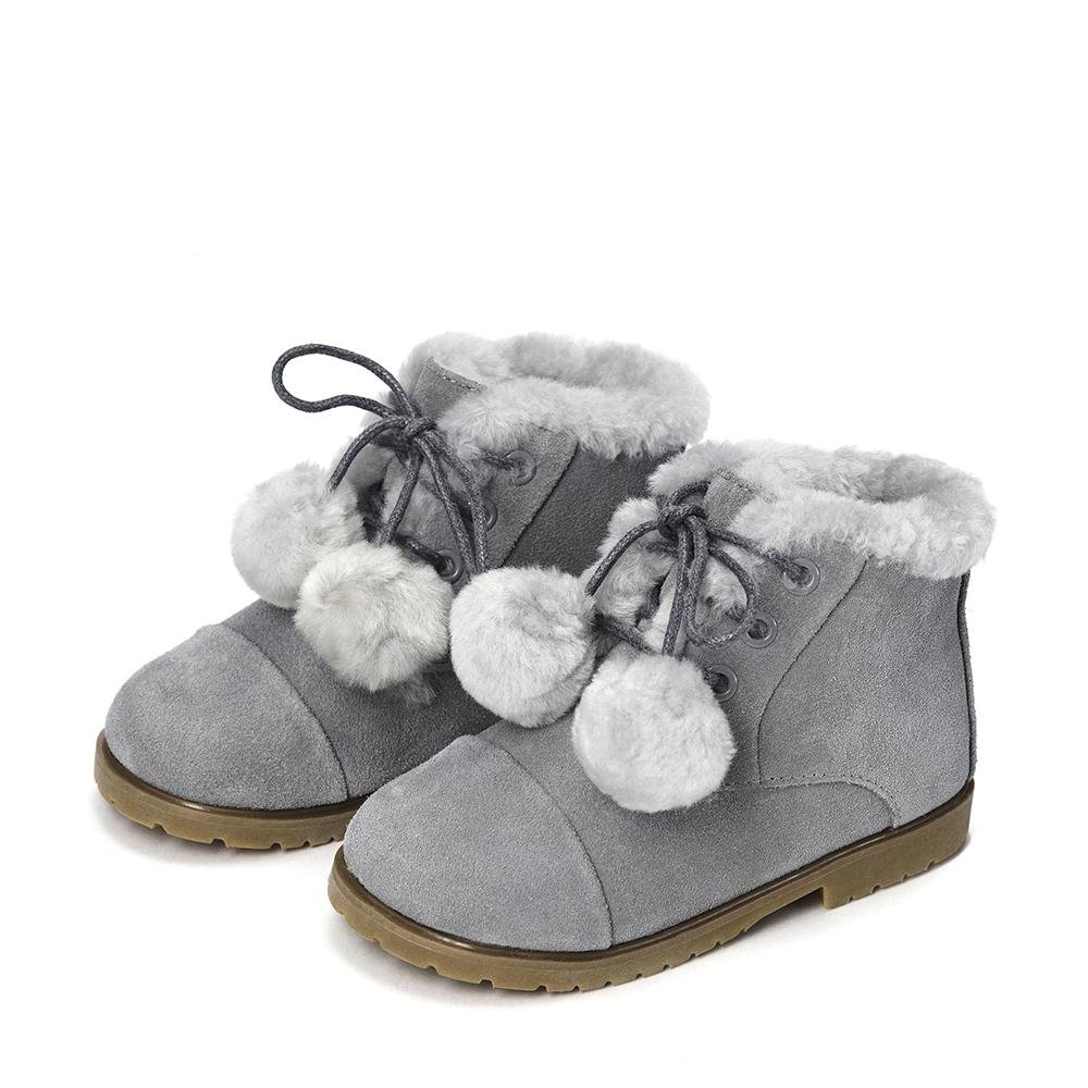 Zoey Pompon Grey Boots by Age of Innocence