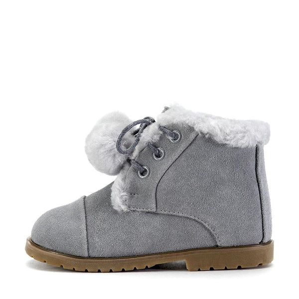 Zoey Pompon Grey Boots by Age of Innocence