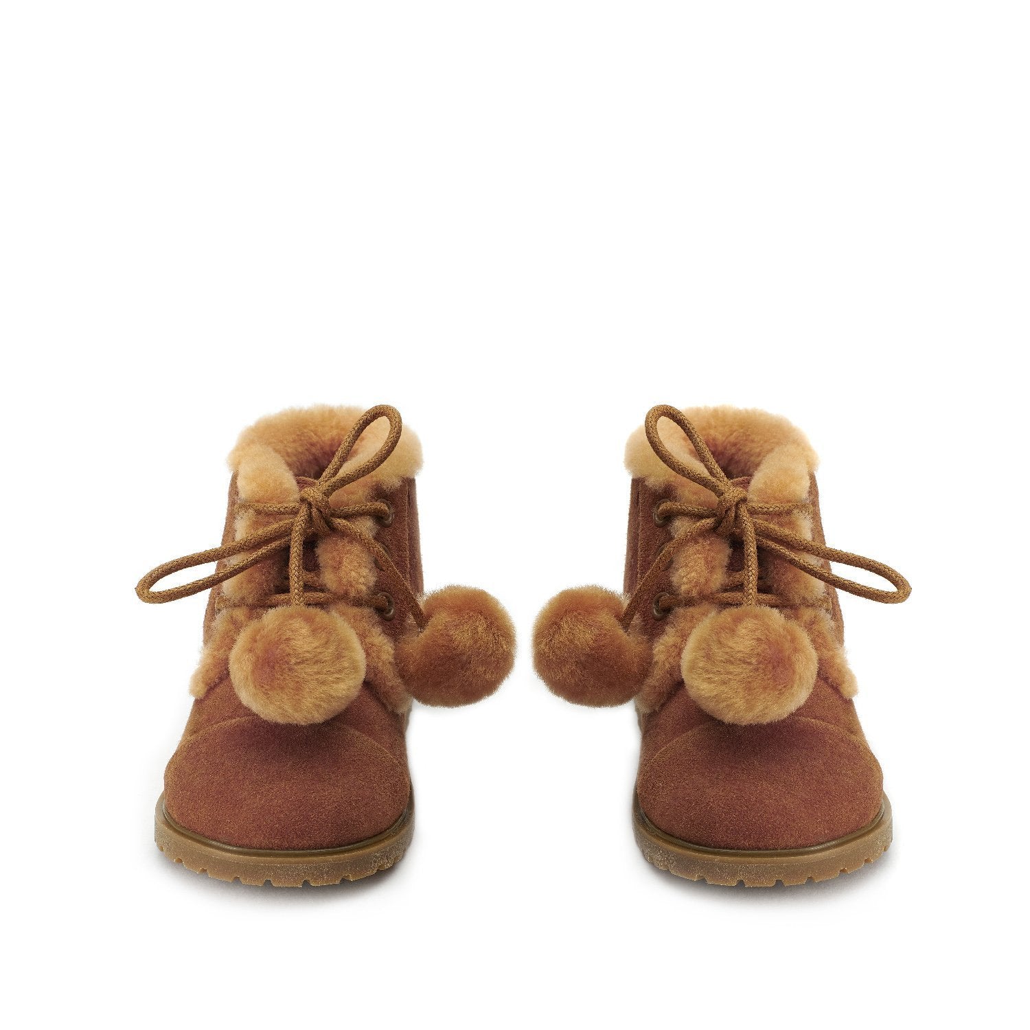 Zoey Pompon Brown Boots Age of Innocence